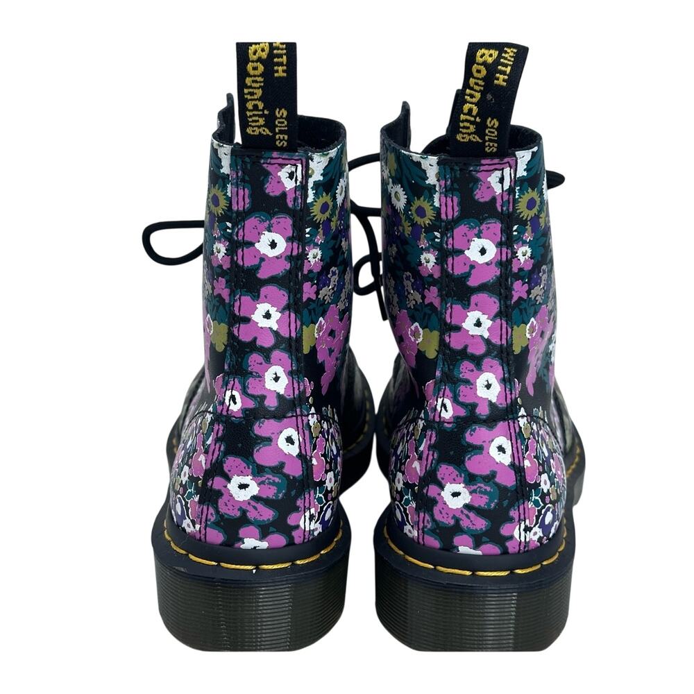 Dr. Martens Pascal 1460 Vintage Floral Airwair Lace Up Leather Boots - Picture 4 of 9
